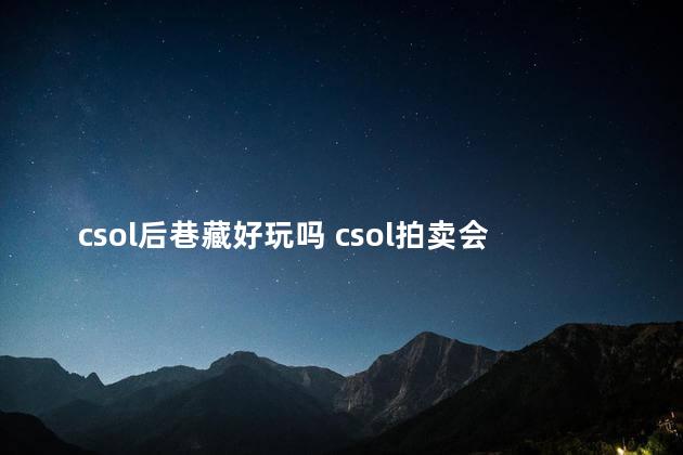 csol后巷藏好玩吗 csol拍卖会值得买的武器